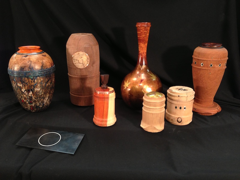 Wood and metal turnings by David Marks, some are demo pieces which are not completed