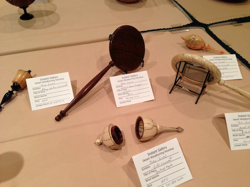 Turned hand mirror and other pieces by John Lucas